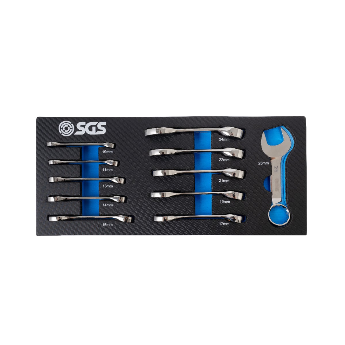 SGS 11pc Stubby SAE Combination Spanner Set | 10mm-25mm | Foam Insert